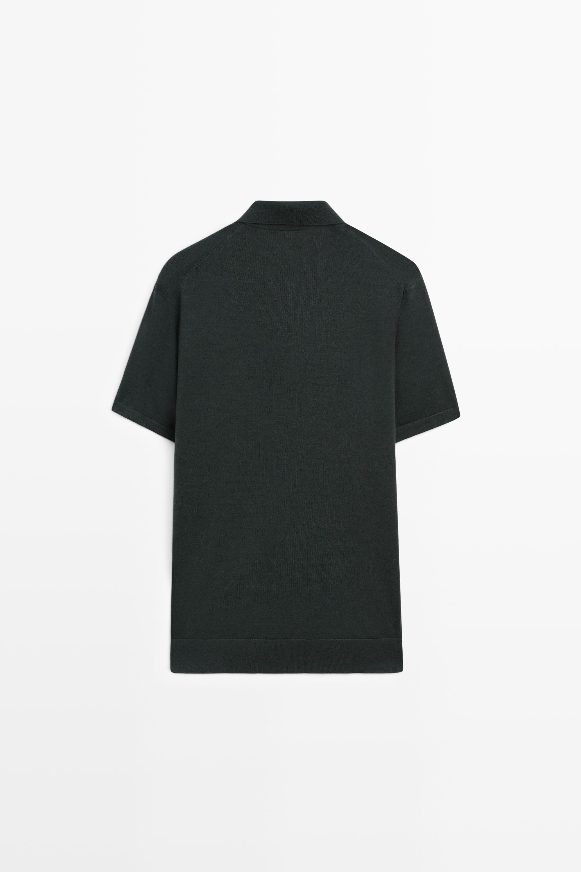 Wool blend knit polo shirt